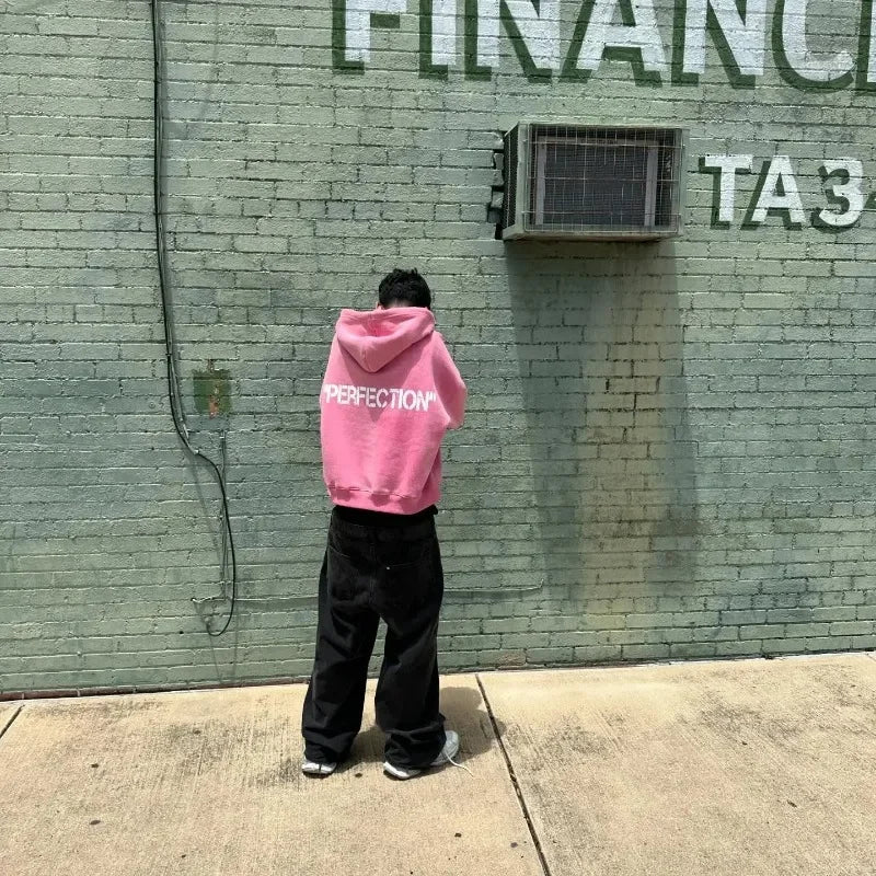 Men 07 Yellow Hoodie American Retro Graphic Print Cotton Thickened Oversized Streetwear Pullover Casual Sweatshirt Fall Winter