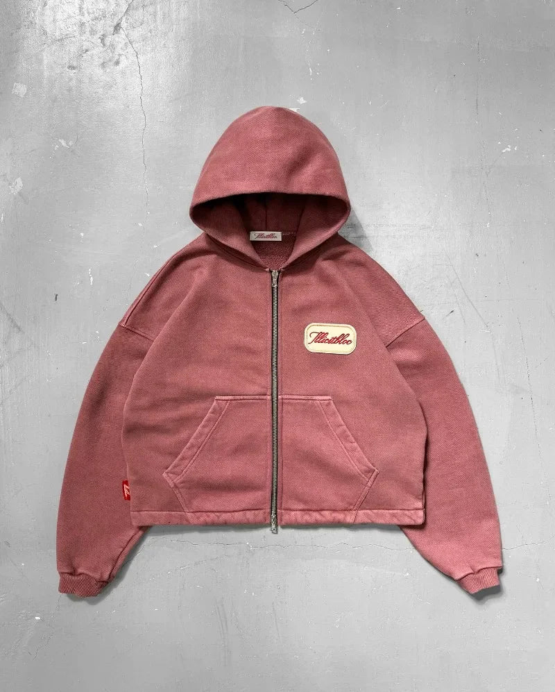 Y2K Fashion New Letter Embroidery Patch Loose Hooded Sweater Women Street Vintage Hip Hop Harajuku Leisure Couple Sports Hoodies