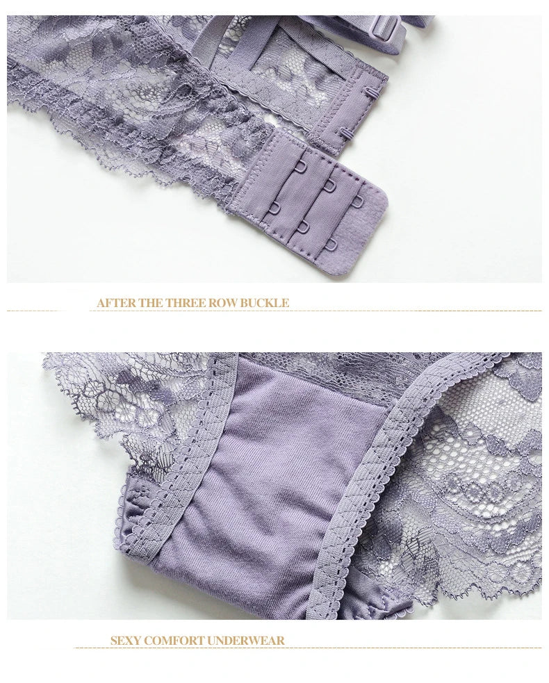 French Sexy Ultra Thin Bra Set Women Red Temptation Underwear Lace Embroidery Breathable Lingerie Romantic Bow Decorative Bras