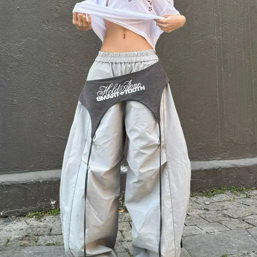 American Retro Design Wide Leg Pant Curved Knife Versatile Loose Street Hip Hop Dance Pant Loose Comfortable Cargo Trouser