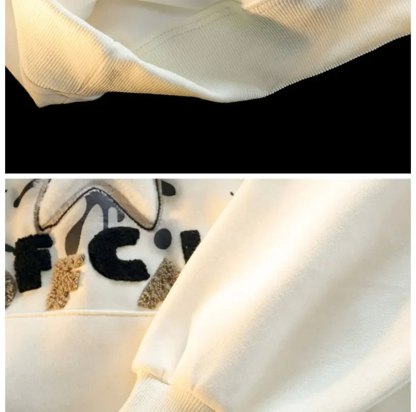 American Style Street Flocking Star Hooded Sweatshirt For Men Women Couple Loose Fit Oversize Spring Autumn Thin Jacket