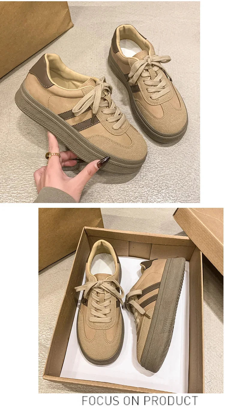 Women's Casual Sports Shoes Spring New Style Versatile Lightweight Lace-Up Mesh Thick Bottom Foot-Extending Dad Sneakers