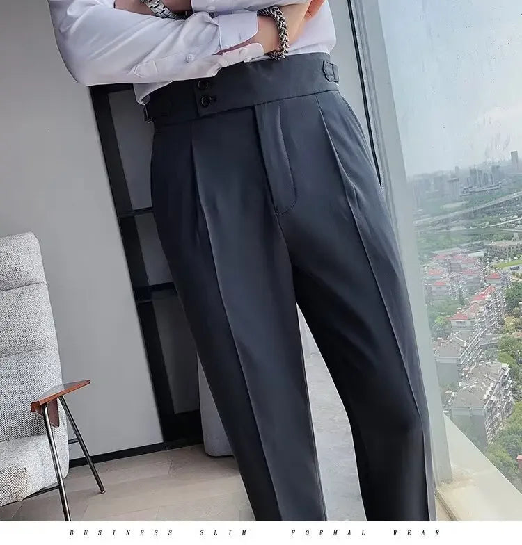 Men's Straight-leg High-waisted Casual Suit Pants High-end Feelslims Slimming Effective Spring Autumn Seasonal Pants