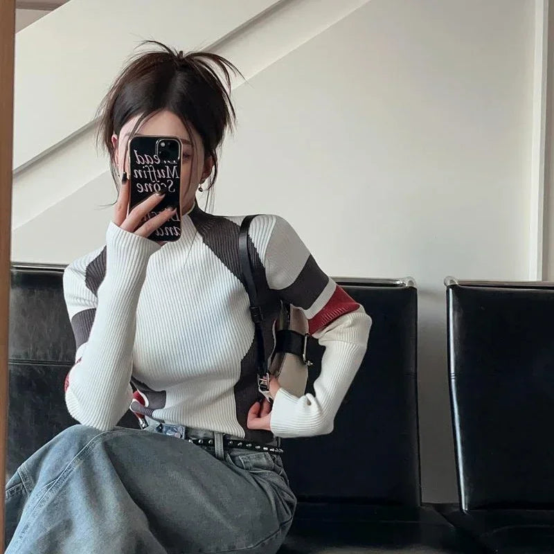 Neploe American Vintage Turtleneck Pullovers Mujer 2025 Autum New Slim Fit Tops Women Y2k Long Sleeve Bottoming Sweaters