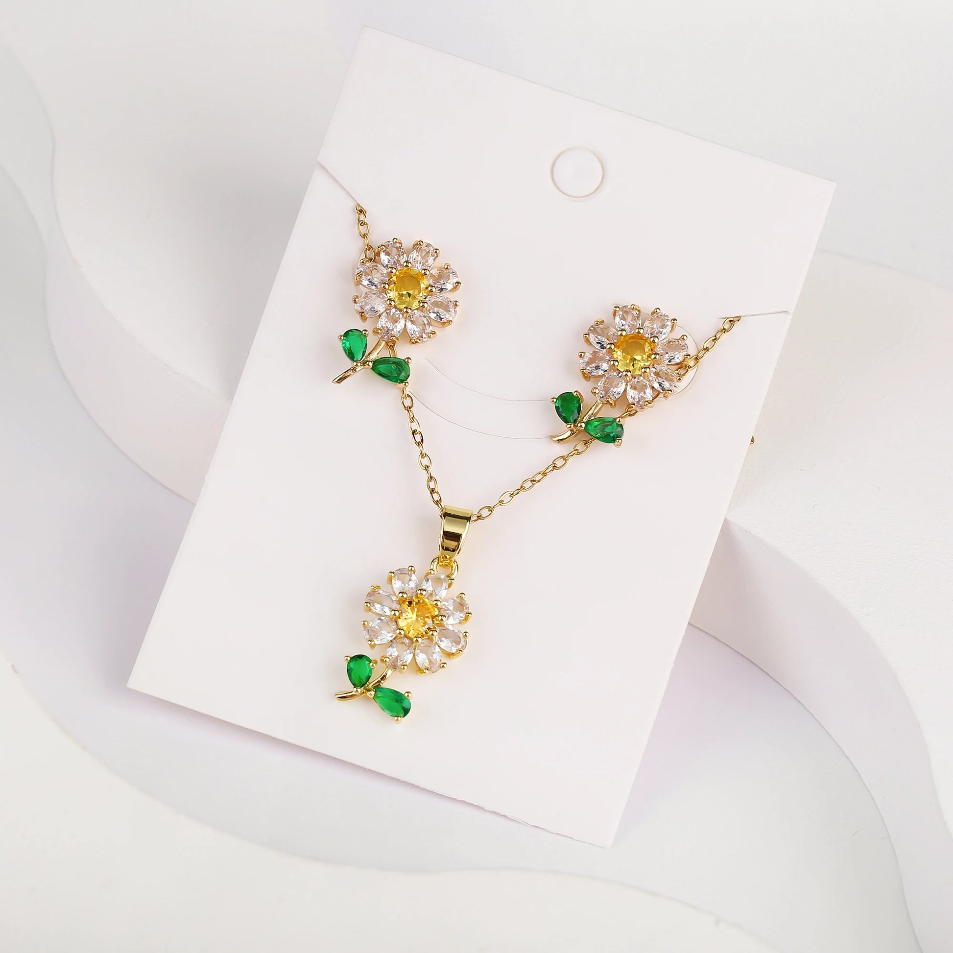 7 Style Classic Gold Plated Botanical Sunflower Pendant Necklace Earrings Jewelry Set New Trend Women Casual Party Jewelry Gift