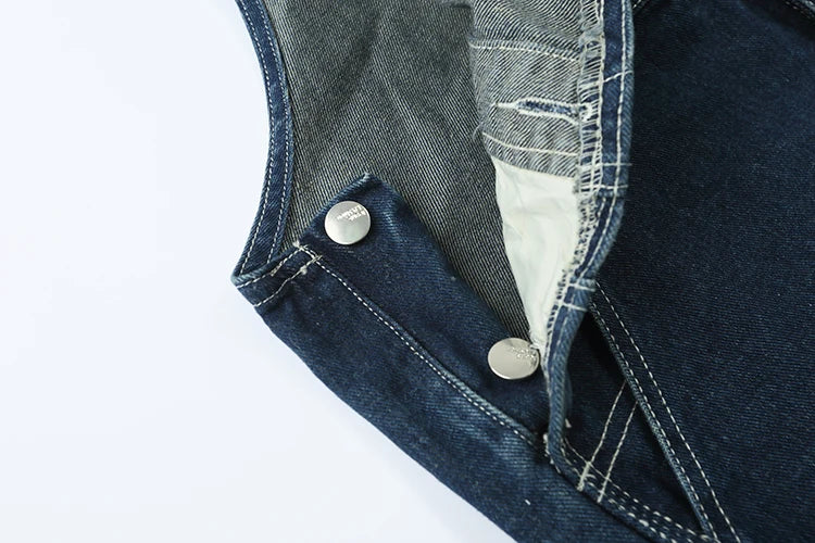 Retro American Design Denim Overalls Straight Loose Workwear Pants ex Couple Ameika Straight Leg Jeans Youth Trend