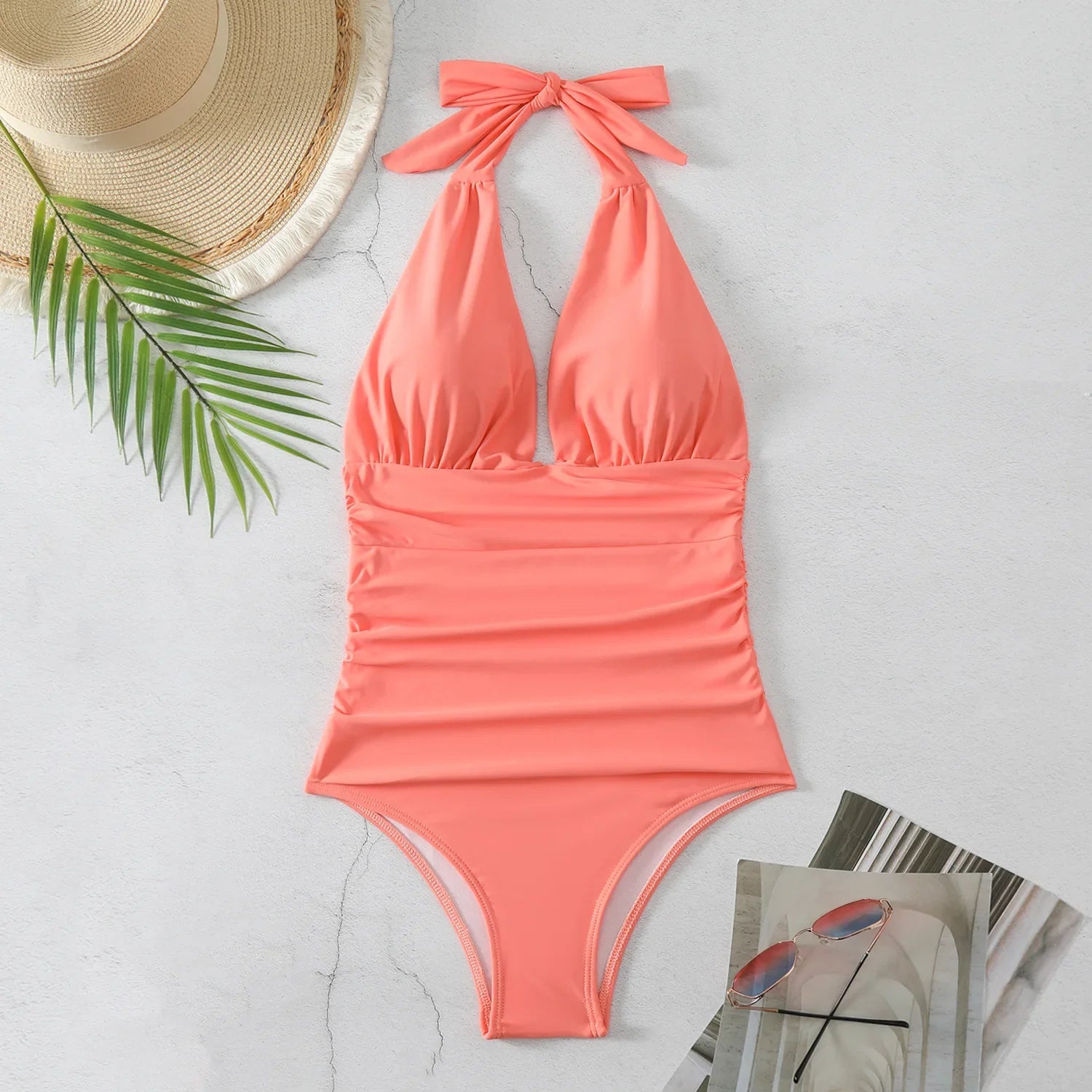 Sexy Backless Swimming Suits Swimwear One Piece Swimsuit Women Fashion Printed Bathing Suit Ladies Beachwear Lace Up Bikinis New