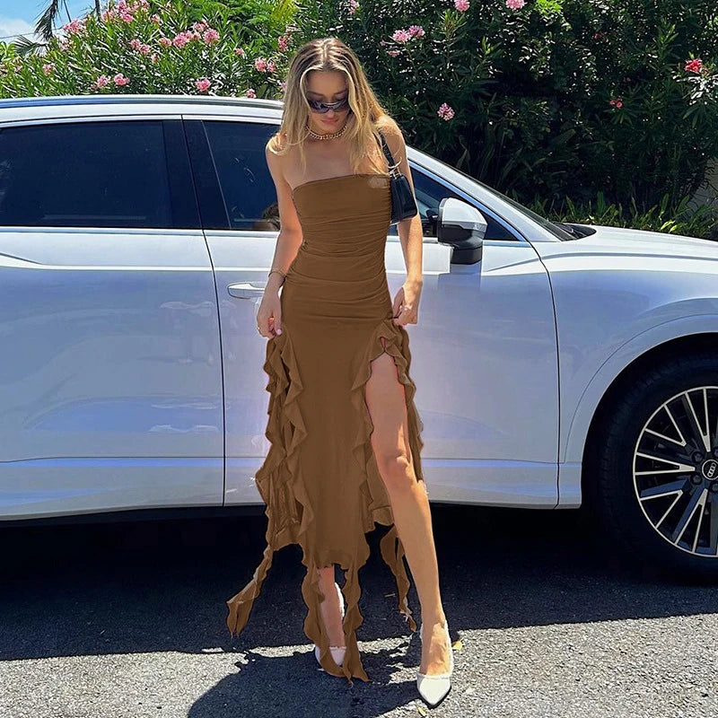 2024 Spring/Summer European and American Fashion Trend Women's New One Shoulder Bra Wrap Hip Slim Fit Irregular Dress