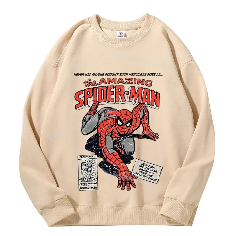 High Quatily Cotton Spiderman Print Sweatshirt Crew Neck Casual Pullovers Streetwear Sweatshirts for Women Long Sleeve Clothing