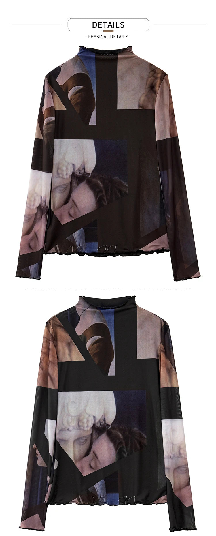 AMII Minimalism Long sleeve T-shirts for Women 2025 Spring New Bottoming Shirt Mesh Printing Inside Slim Trendy Tops 12421003