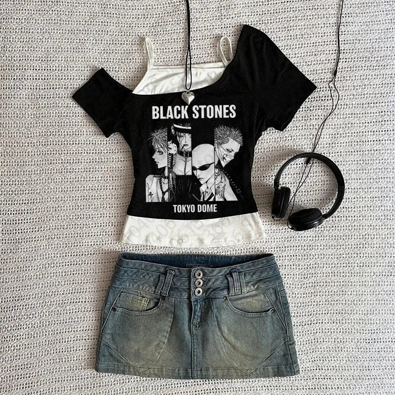 Y2k Nana Osaki Graphic T Shirts Casual Harajuku Streetwear Japanese Clothes Fashion Rock Punk Sleeveless Tanks & Camis Coquette