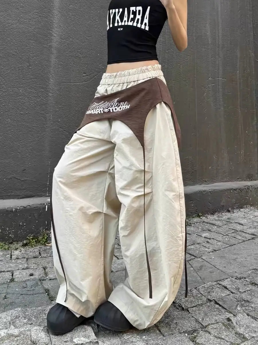 American Retro Design Wide Leg Pant Curved Knife Versatile Loose Street Hip Hop Dance Pant Loose Comfortable Cargo Trouser