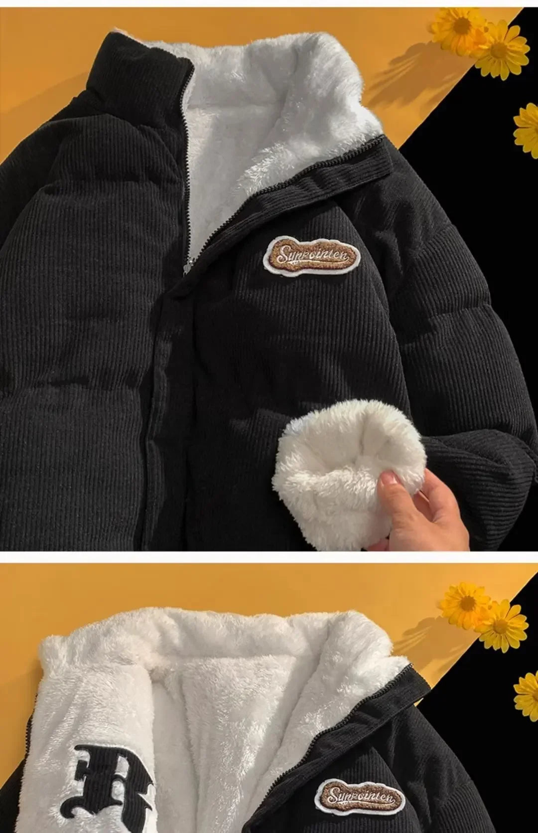 Fog Blue Cotton-padded Coat Men's Winter Thickened Hong Kong Style Corduroy Cotton Jacket Design Sensibility Niche 2023 Workwear