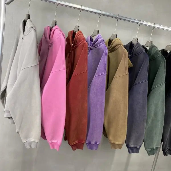 MAQVOB High Quality Luxury Apparel Street Wear Wholesale Euro US Size Spring Autum Full Up Zipper Washed Batik Dye Hoodie