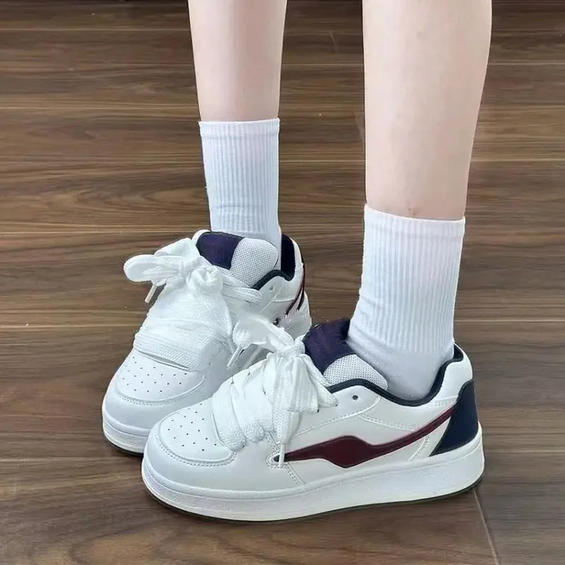 Spring New Women's Bread Shoe Pastel Yellow Color Block Student Casual Shoes Rubber Sole Comfortable Versatile Flat Footwear