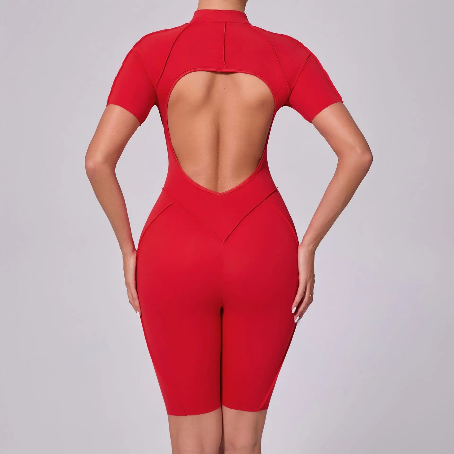 Women's Sports Jumpsuit Zipper Yoga Set Fitness Combination Lift Buttocks Bare Back Gym Sexy Sports Jumpsuit Gym Romper