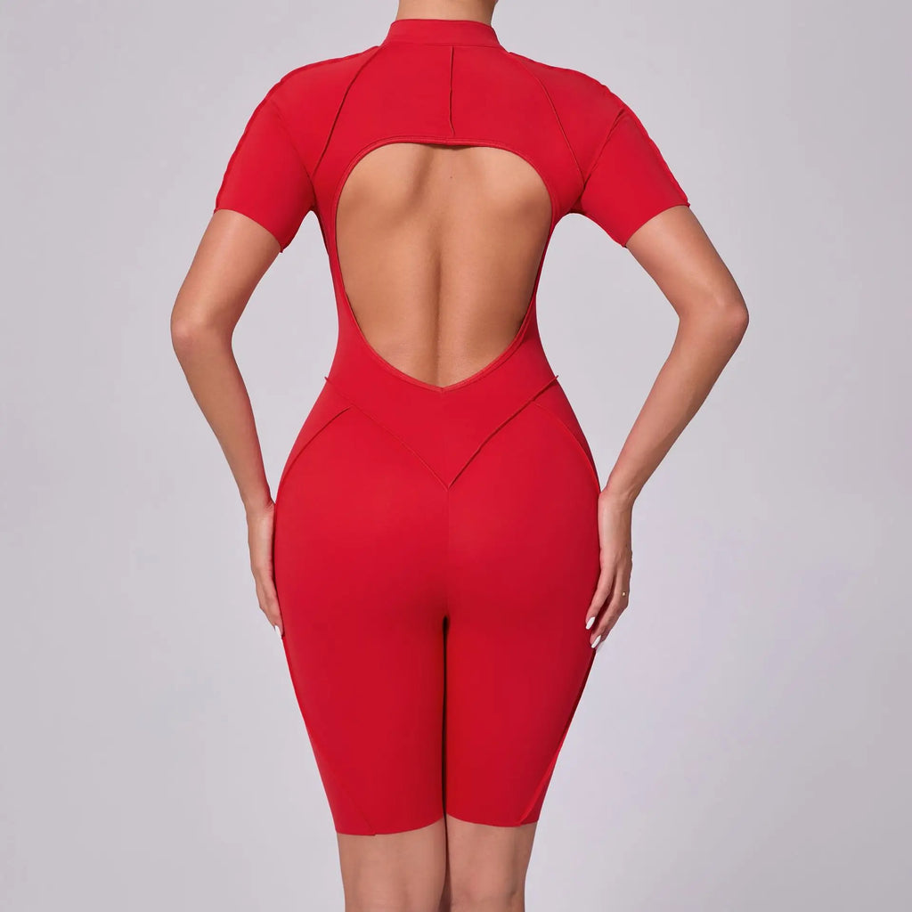 Women's Sports Jumpsuit Zipper Yoga Set Fitness Combination Lift Buttocks Bare Back Gym Sexy Sports Jumpsuit Gym Romper