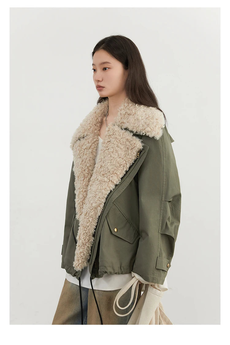 CHIC VEN Women Coats Streetwear Loose Casual New Retro Motorcycle Cotton Jacket Thick Warm Female Overcoat Autumn Winter 2024