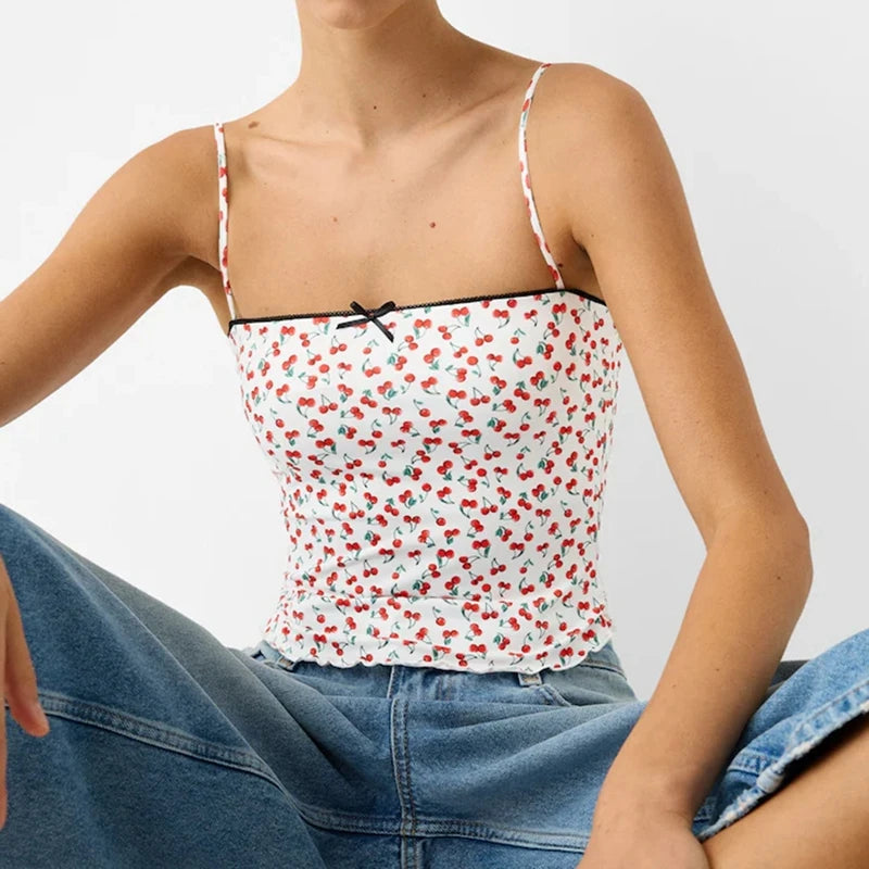 Vintage Leopard Print Square Neck Backless Crop Tops Spaghetti Strap Lounge Vest for Summer Women's Slim Fit Cute Bow Camisole