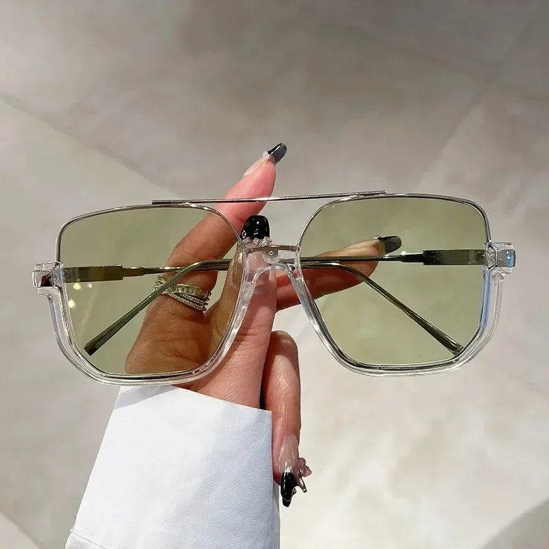 2025 New Vintage Oversized Sunglasses Fashion Men Women Square Shades Eyewear Trendy Ins Popular Brand Design UV400 Sun Glasses