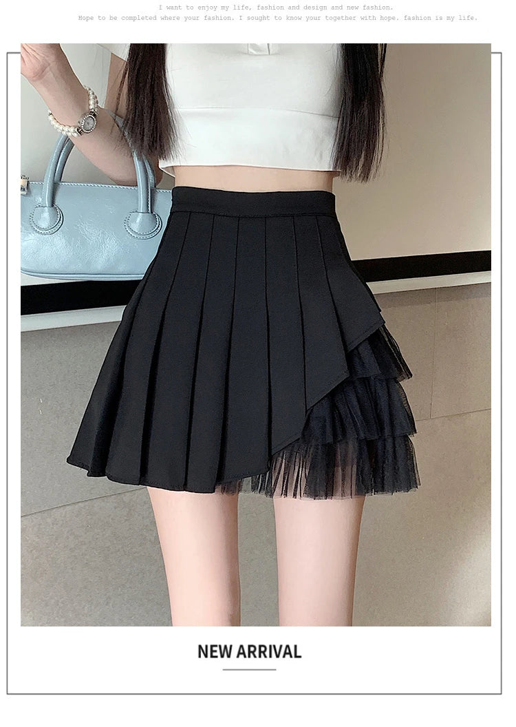 Slimming A-Line  Skirt for ort Women High Waist Pleated Tulle f Body Skirts Commute Sle Summer Collection