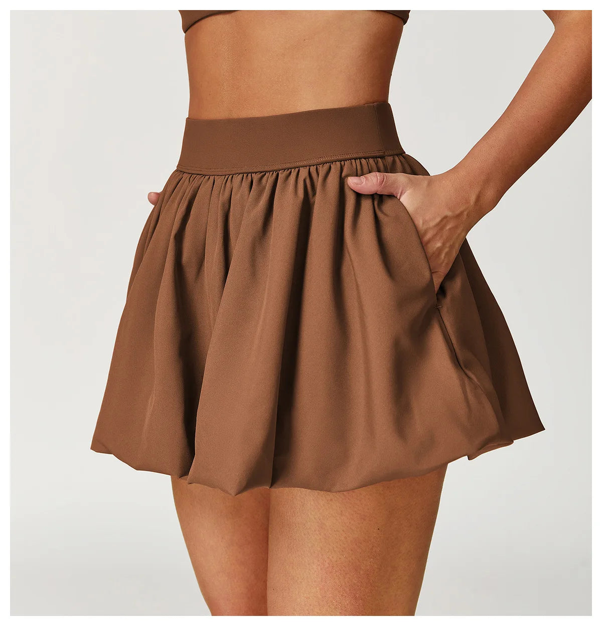 Quick Drying Tennis Short Skirt Women's Yoga Short Skirt Anti Glare Breathable Pocket Puffy Skirt Running Sports Short Skirt