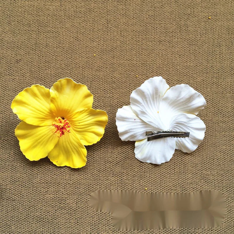 New Bohemian Style Hibiscus Flower Sweet Seaside Beach Resort Style Egg Flower Hair Clip For Women