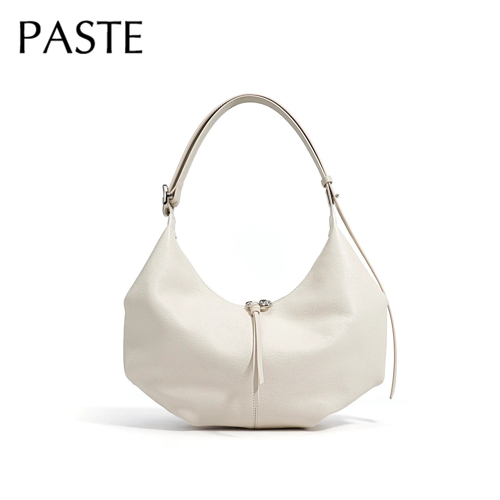 New Large Capacity Beige Grey Color Hobo Tote Elegant Natural Cow Leather Women Handbag Travel Underarm Shoulder Bag
