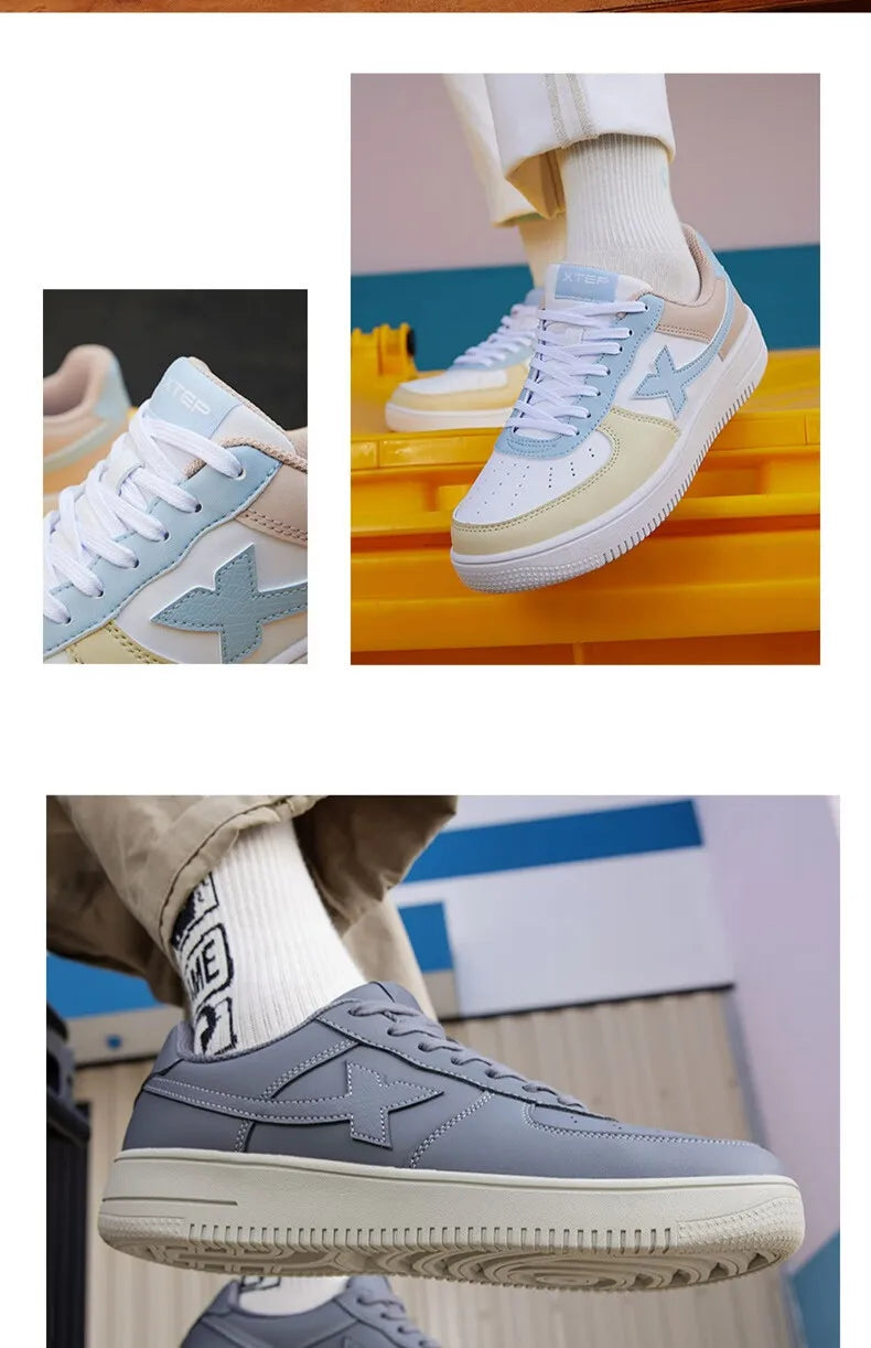 Xtep Men Skateboarding Shoes Non-Slip Casual White Couple Skate Sneakers Male Female Luxury Brand Shoes 881219319851