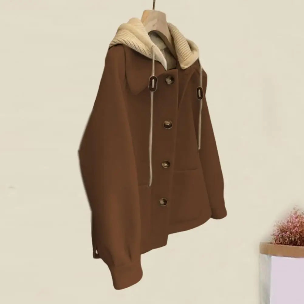 Winter Women Jacket Lightweight Women Jacket Stylish Plus Size Woolen Jacket with Drawstring Coat for Women for Commuting