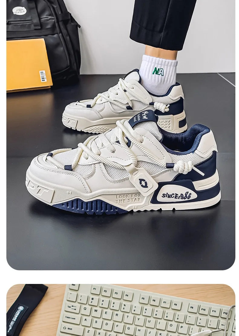 2025 New Summer Men's Shoes Original Casual Flat Shoes Sport Thick Bottom Increased Height Bread Trendy Shoes Skateboard sneaker