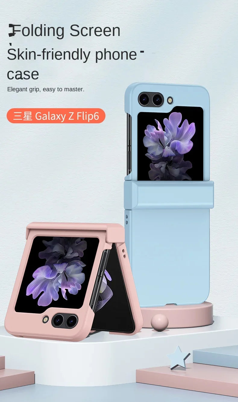 Skin Feel Hard Shell Phone Case for Samsung Galaxy Z Flip 6 5 4 3  Flip6 Flip5 Flip4 Flip3 5G Hinge Protection Shockproof Cover
