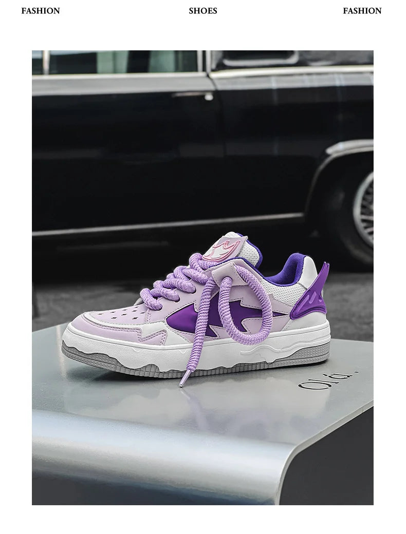 2024 Fashion Purple Mens Skateboard Shoes Streetwear Sneakers Spring Low top Board Sneakers Man Unisex Trend Shoes basket homme