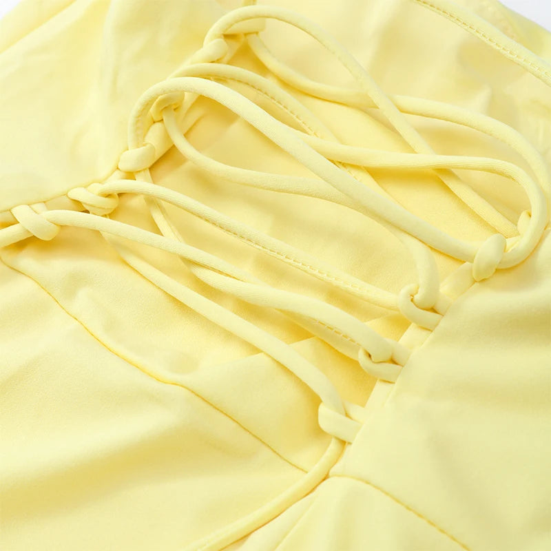 Butter Yellow Scarf Neck Split Long Dress Women Elegant Strapless Slim Fit High Waist Vestidos 2025 Lady Evening Party Gowns New