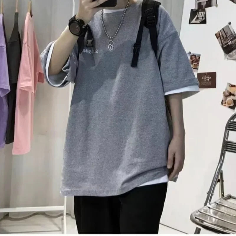 American Stylet Men's Short Sleeve T-shirt Insensitive Printing Design Sensibility Niche Oversize Half Sleeve Summer Top