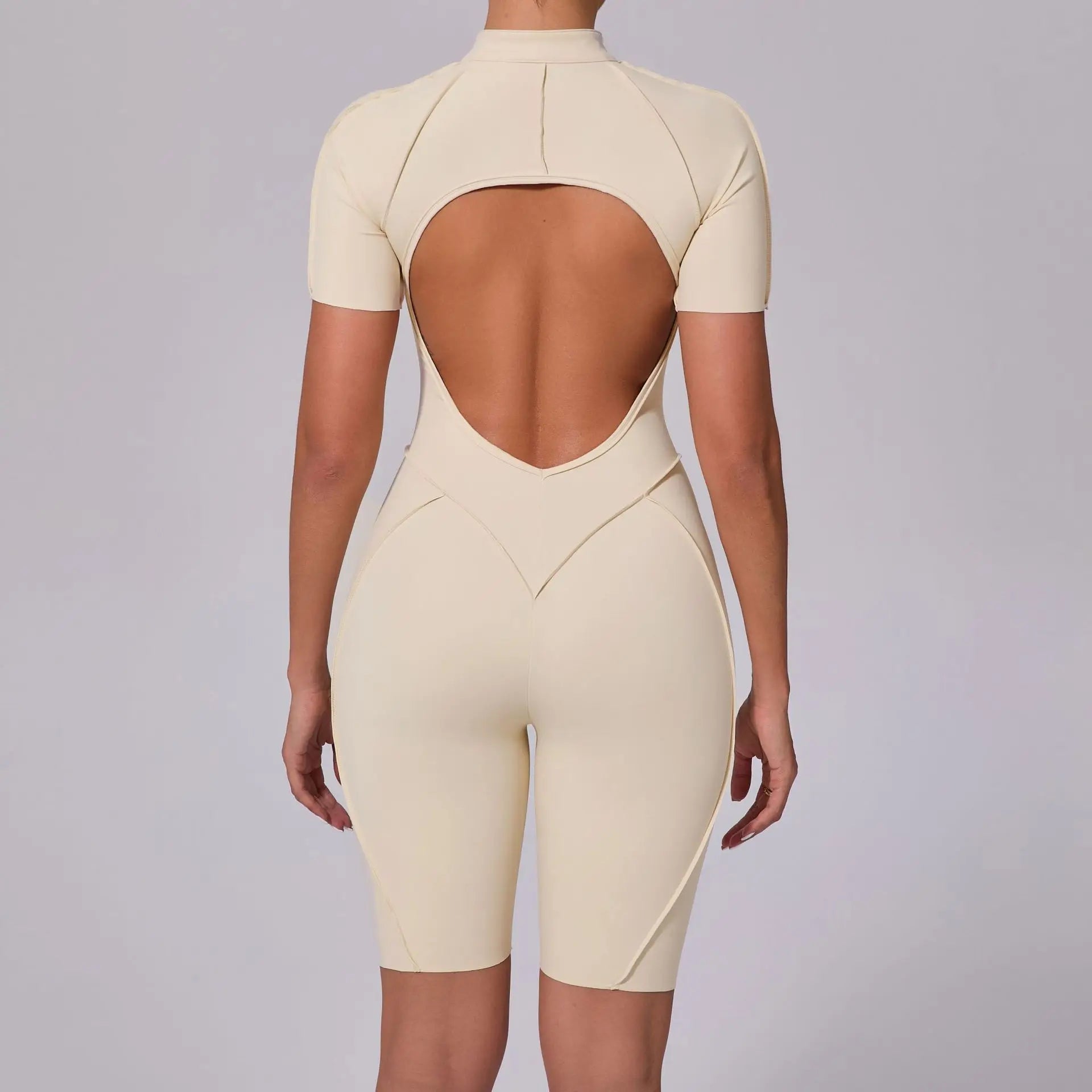 Women's Sports Jumpsuit Zipper Yoga Set Fitness Combination Lift Buttocks Bare Back Gym Sexy Sports Jumpsuit Gym Romper