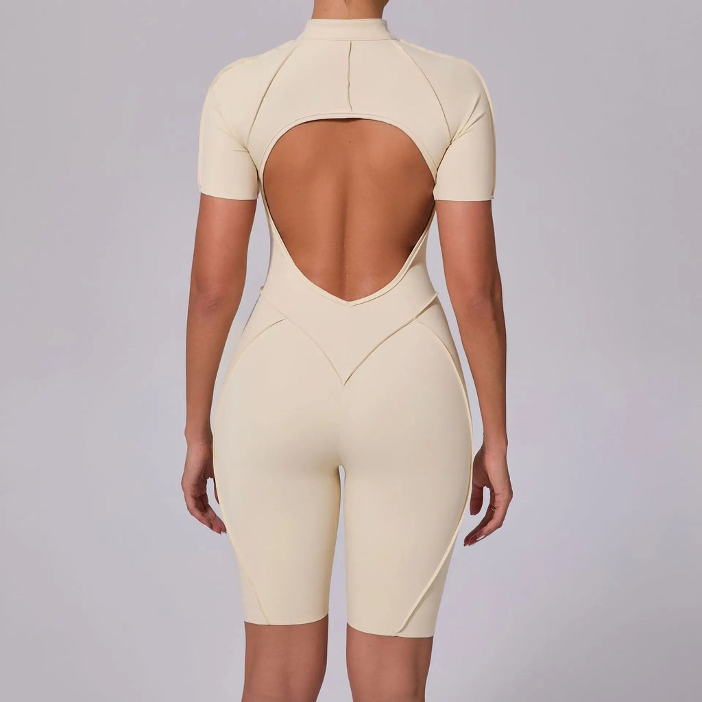 Women's Sports Jumpsuit Zipper Yoga Set Fitness Combination Lift Buttocks Bare Back Gym Sexy Sports Jumpsuit Gym Romper