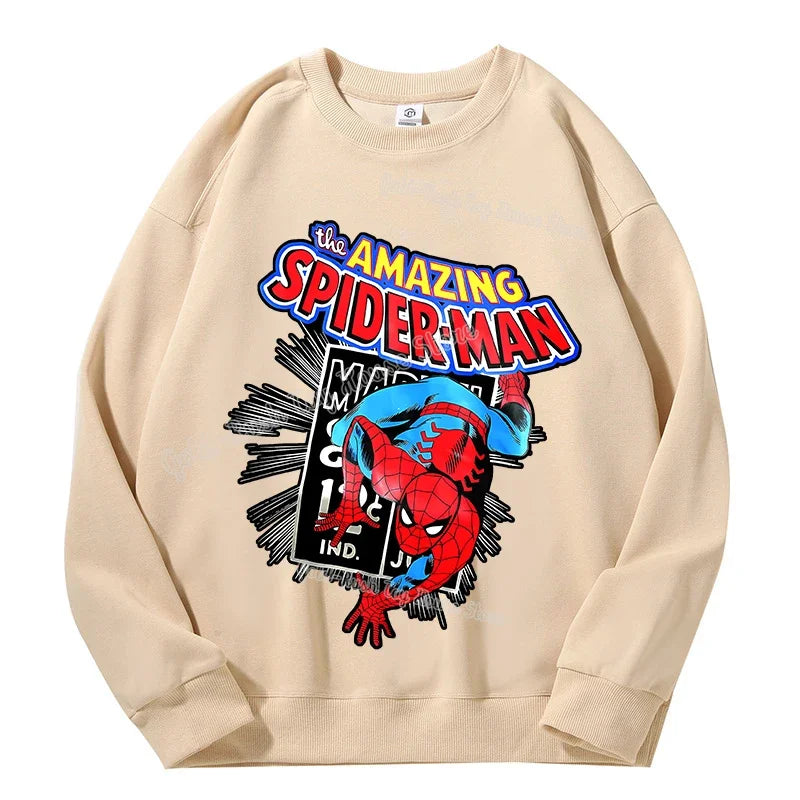 High Quatily Cotton Spiderman Print Sweatshirt Crew Neck Casual Pullovers Streetwear Sweatshirts for Women Long Sleeve Clothing