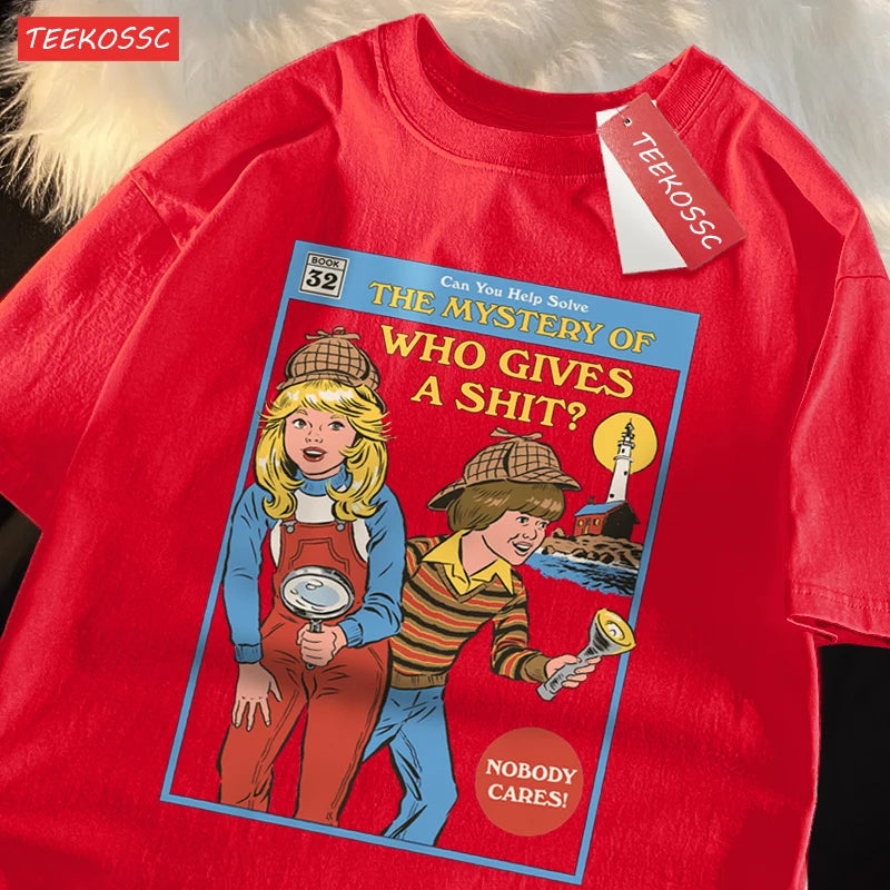 Can You Help Solve The Mystery Of Who Gives A Shit T Shirts Male Cotton Tee Clothes Hip Hop Oversized T Shirts Casual Loose Tops