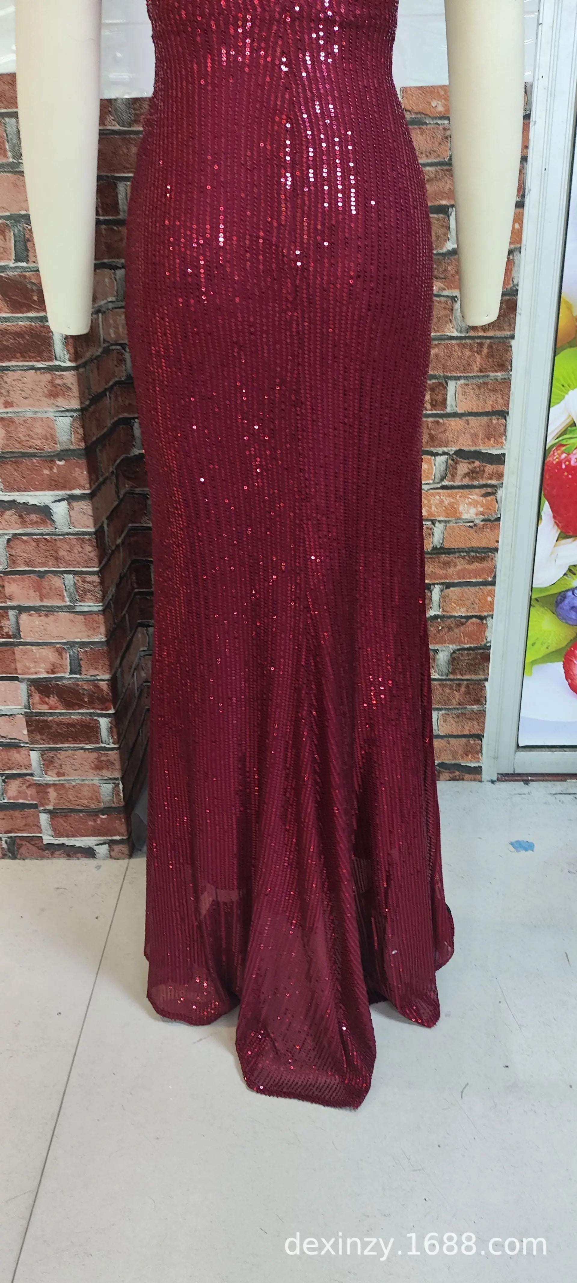 Sexy Side Slit Ballgown Shiny Sequins Women's Dress Independent Station Polyester Borderless Flashing Lightweight Fashion