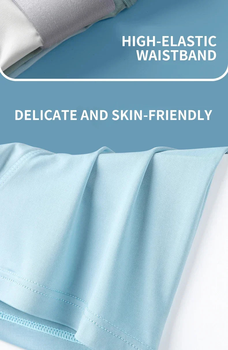 MiiOW 4Pcs Ice Silk Men's Panties Sexy Seamless Man Boxershorts Graphene Antibacterial Men Underwear Breathable Man Boxer Briefs