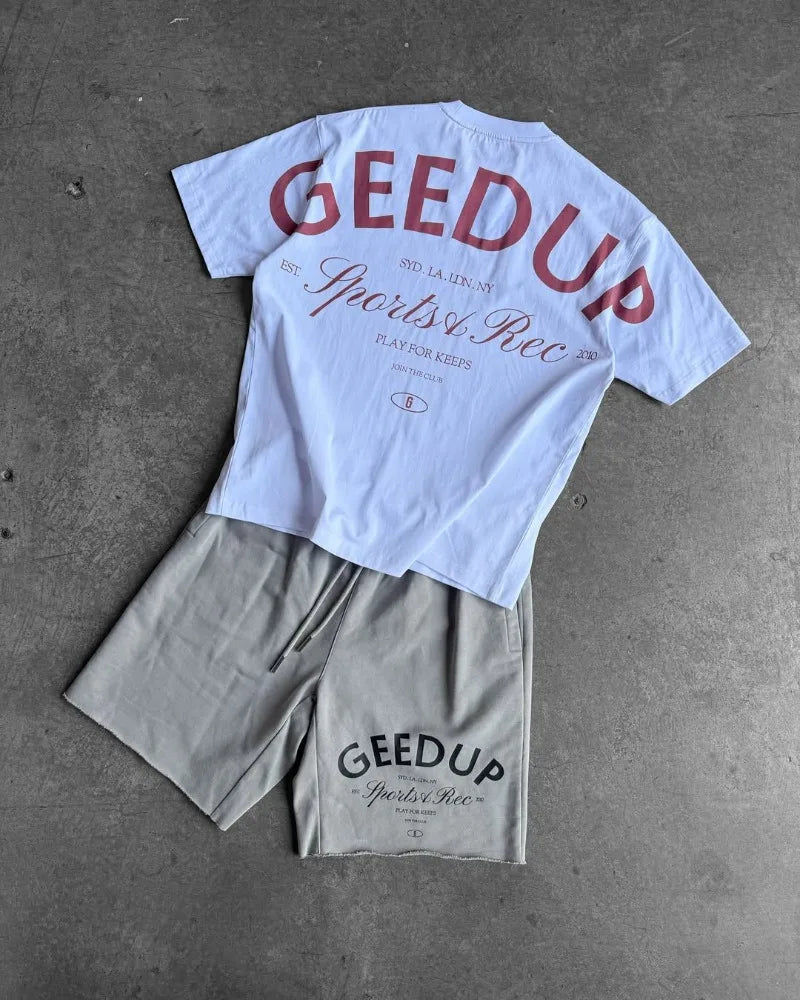 American Hip-hop Harajuku Trendy Brand Oversized Cotton Round Neck T-shirt Men Y2k Casual High Street Loose Sports Shorts Women