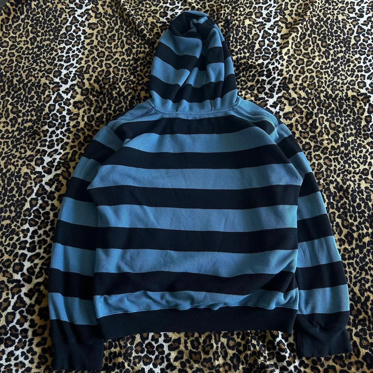 Combhasaki Women's Y2K Vintage Zip-up Loose Fit Sweatshirts Coat Aesthetic Striped Oversized Grunge Hooded Jacket with Pockets