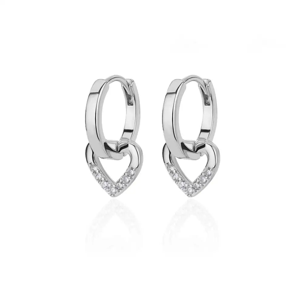 Hollow Zircon Heart Earrings For Women Stainless Steel Gold Color Heart Earring Luxury Wedding Couple Jewelry Gift Free Shipping