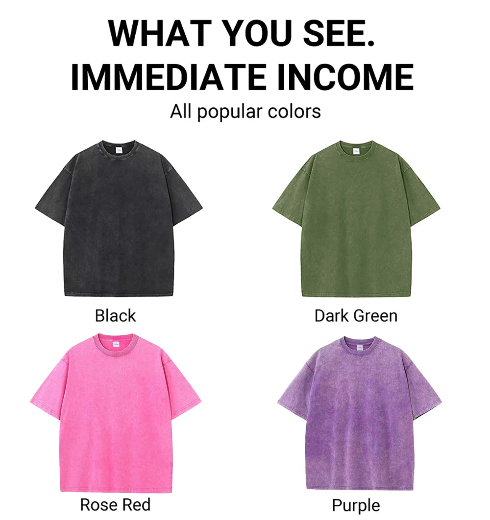 Men's Women Washed Vintage T-Shirts Street Hip Hop Retro Punk T Shirt Harajuku Casual Cotton Short Sleeve Couple TShirts Tees