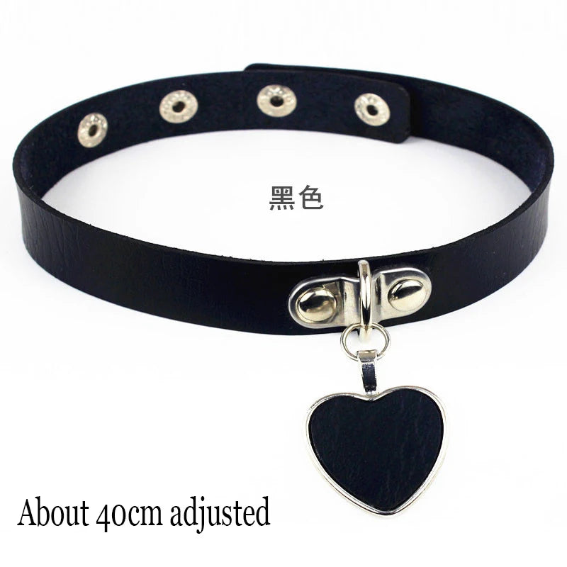 Woman Black Bat Punk Choker Collar Necklace Sexy PU Leather Heart Lock Key Spike Gothic Cosplay Accessories Party Jewelry New