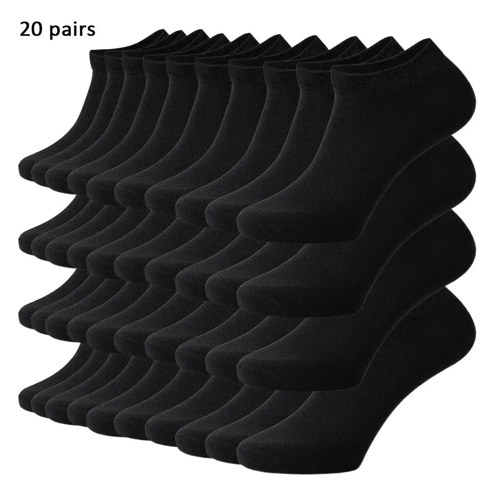 Unisex 40/20/10 Pairs of Solid Color Socks, Soft and Lightweight Ankle Socks, WOMEN'S Casual Boat Socks, Low Cut Ankle Socks