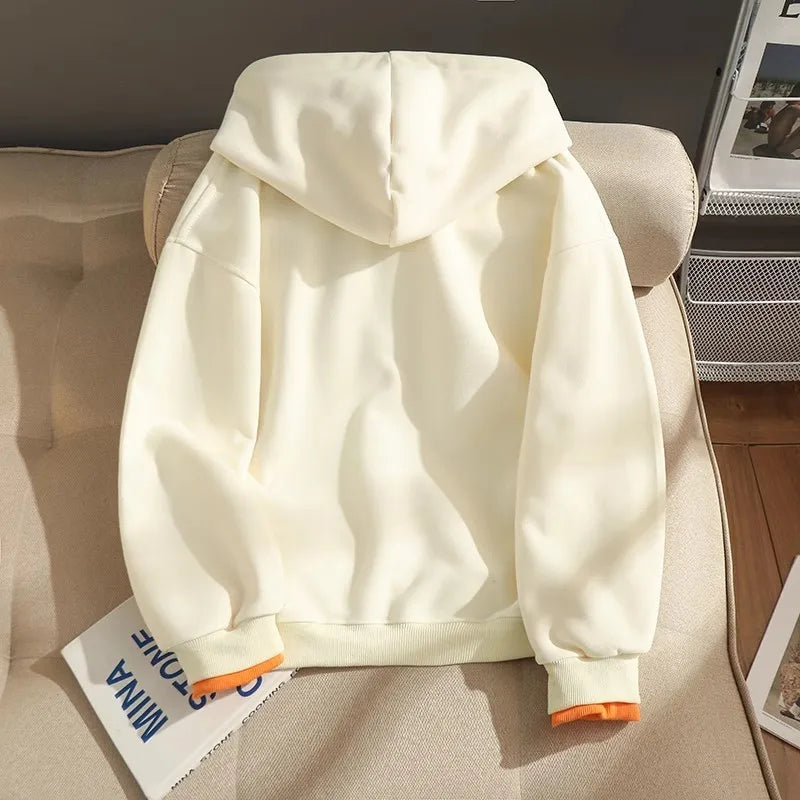 American stitching fake two-piece thin hooded sweater women's spring and autumn new fashion casual coat loose lazy loose top