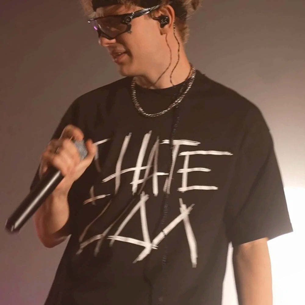 Hip Hop Streetwear Oversized Men Clothing Short Sleeve I Hate Lida Graphic Print Y2k Tops Tee Harajuku Goth Korean Tshirt Cotton