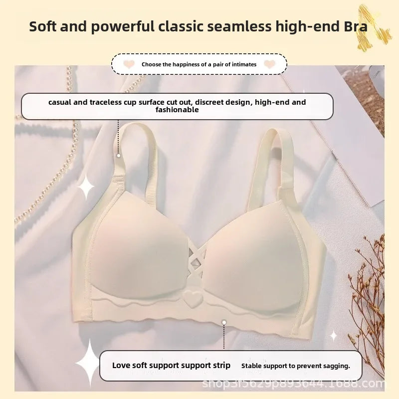 Comfortable Summer Thin Bra Women's Wireless Bandeau Top Supportive Gathered Uppermost Seamless Bra Prevents Sagging